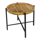 Emma - table d'appoint - noir - métal et bois de manguier - ø46xH45cm